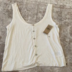 AE soft & sexy rib button down white tank top